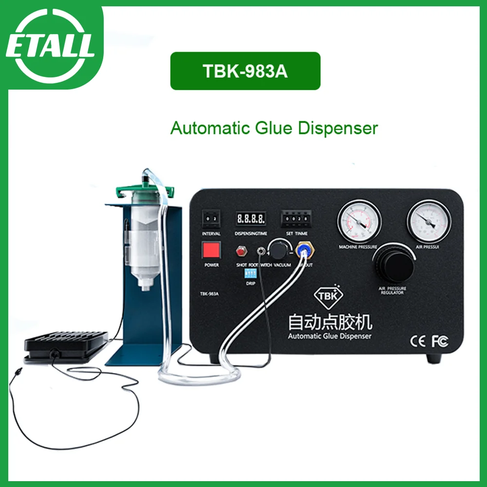 

TBK-983A Automatic Glue Dispenser Professional Precise Dispensing Controller Built with Ultra Silent Air Compressor by Intervals