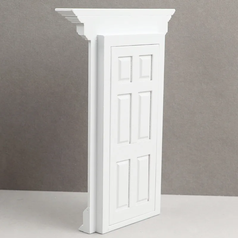 

1:12 Scale Dollhouse Miniature Wooden Door - White 6-Panel Openable Interior Door for Scene Decor & Furniture