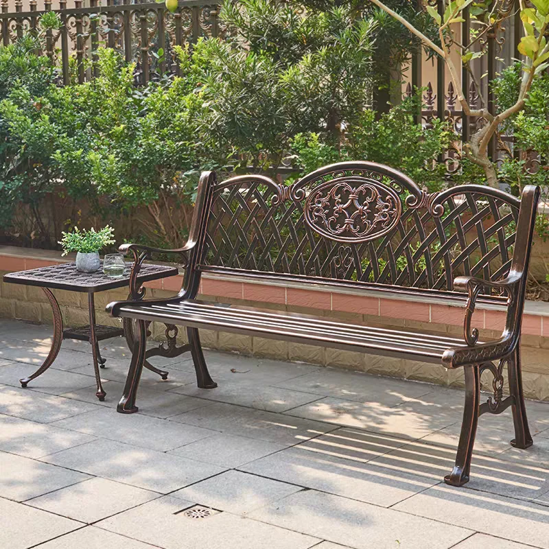 Chaise de parc extérieur patio balcon banc chaise décontracté simple dossier banc rangée chaise