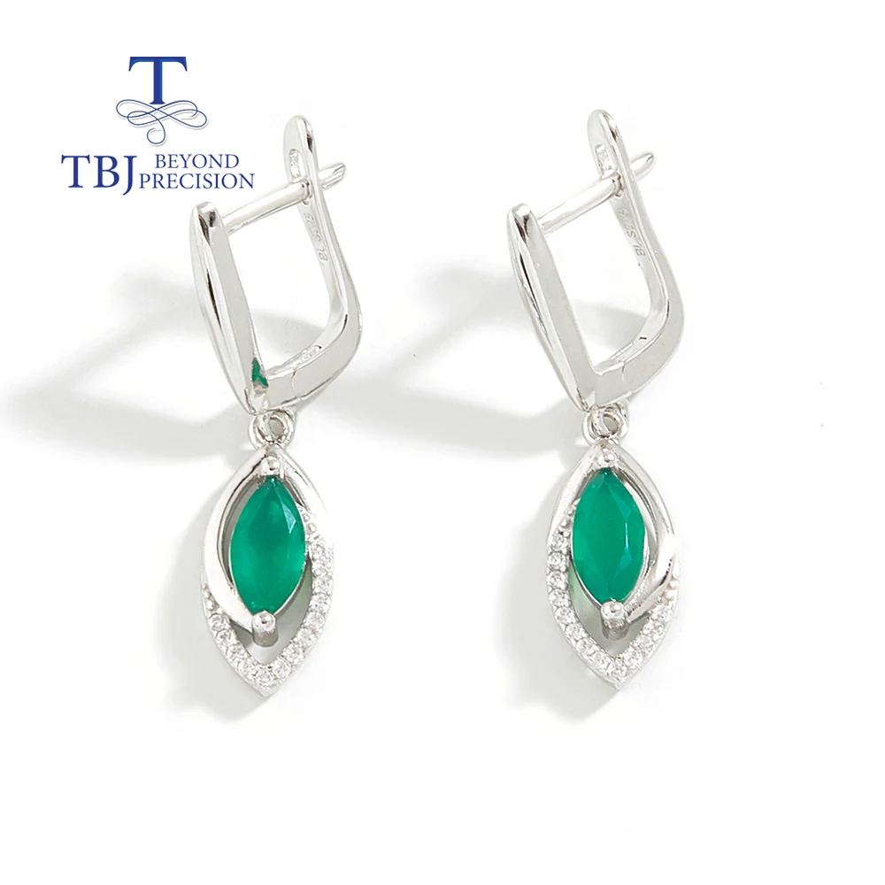 Fashion green agate gemstone earrings Light luxury elegant women and girls daily wear 925 sterling silver fine jewelry