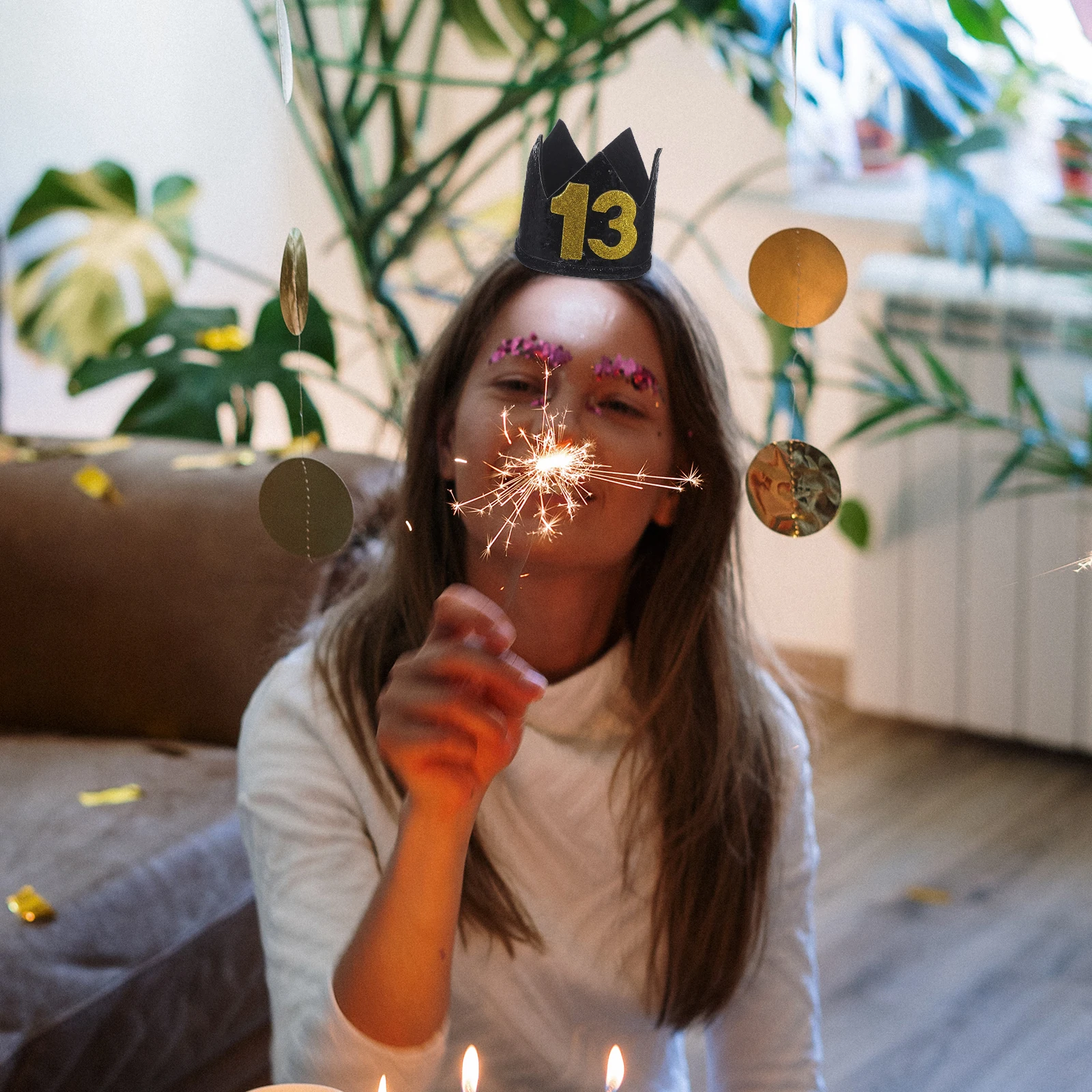 

1pc Black Gold Crown Birthday Hat Premium Handmade Party Supply For Birthday Celebration Event Decor Lightweight Portable