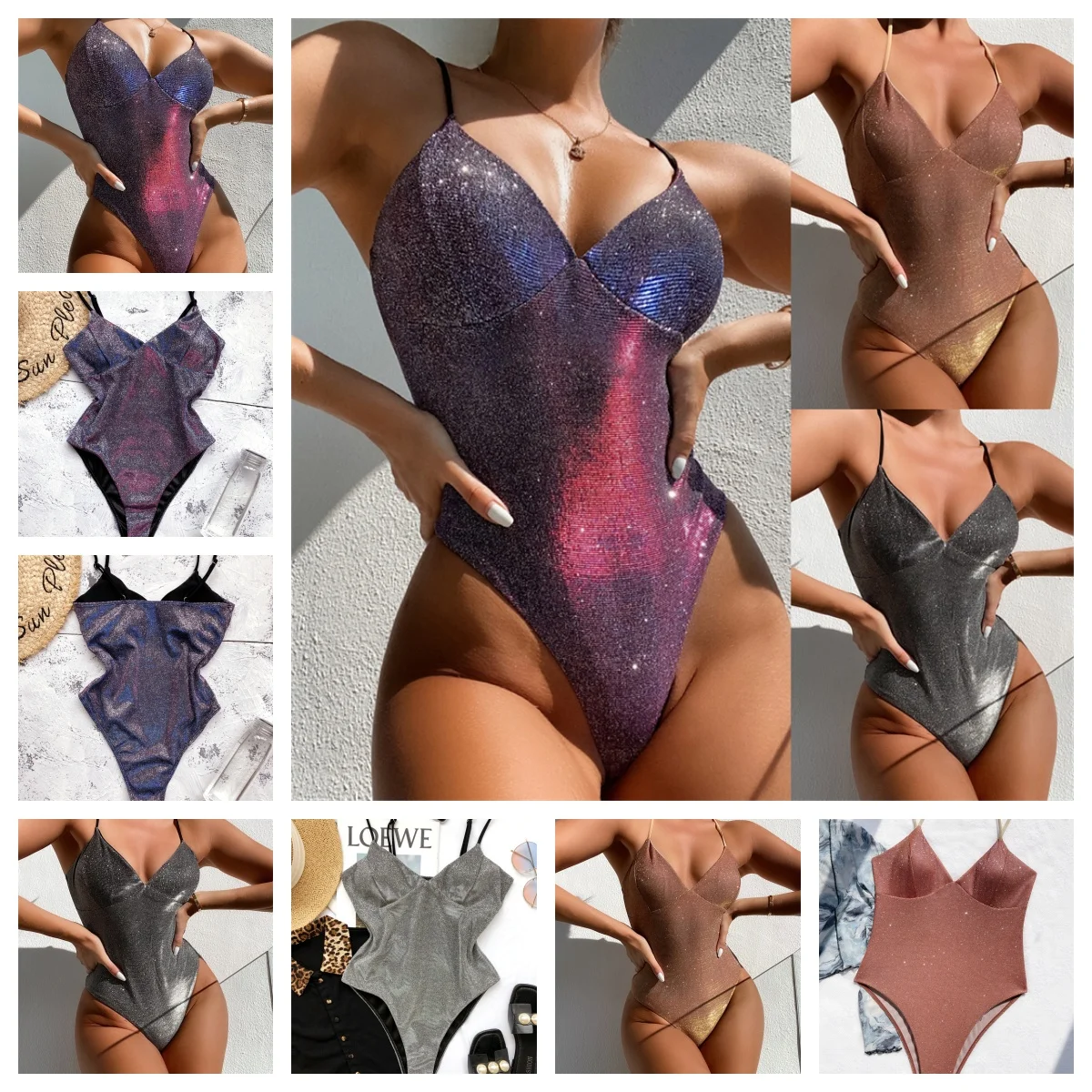 Costumi da bagno di marca costume da bagno donna Flash Of light Bikini costume da bagno intero Sexy costume da bagno Beachwear 2024 Summer Biquini brasiliano