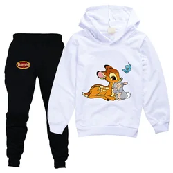 Bambi Kids Sportswear Suits Girls Boys Casual Thin Hoodie Black Pants Teen Chilren Outerwear Clothing Sets