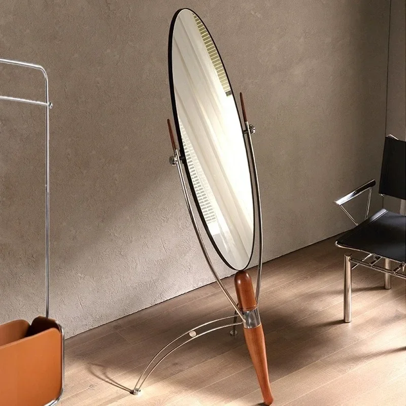 Modern floor-to-ceiling Chinese retro stainless steel flippable mirror, new bathroom bedroom full-length mirror