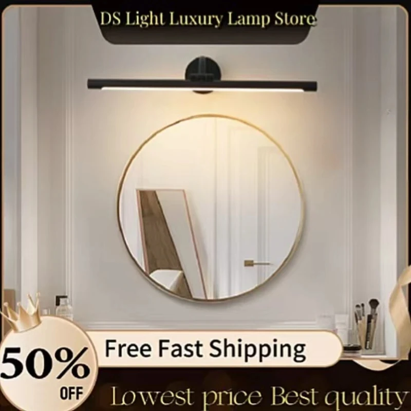 

Black Bathroom Mirror Front Light Bathroom Makeup Table Dressing Desk Led Simple Gold Wall Lights Super Bright Adjustable Lamp