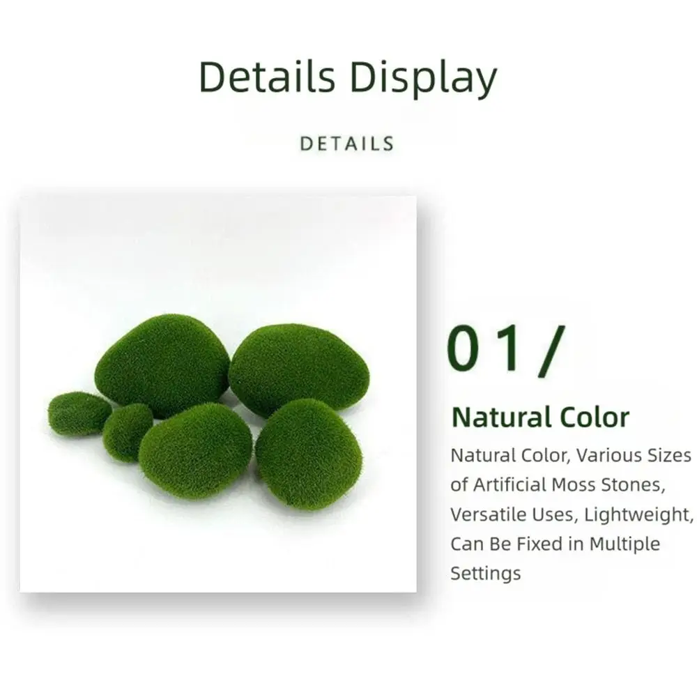 Green Simulated Moss Stone Micro Landscape Decor Garden Decorative Gravel Artificial Moss Rocks Fake Moss Stone