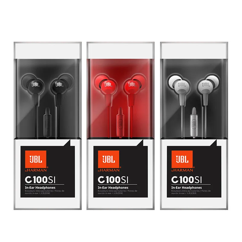 JBL C100SI оригинальные проводные наушники-вкладыши спортивные наушники с разъемом 3,5 мм встроенный дизайн кнопки микрофона