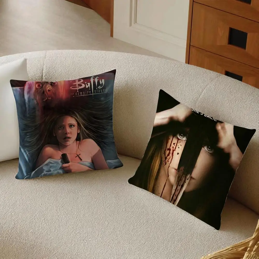 B-Buffy Vampire SlayeSr Cushion Cover Daily Washable Linen Pillowcase Soft  for Sofa Bed Home Room Decor