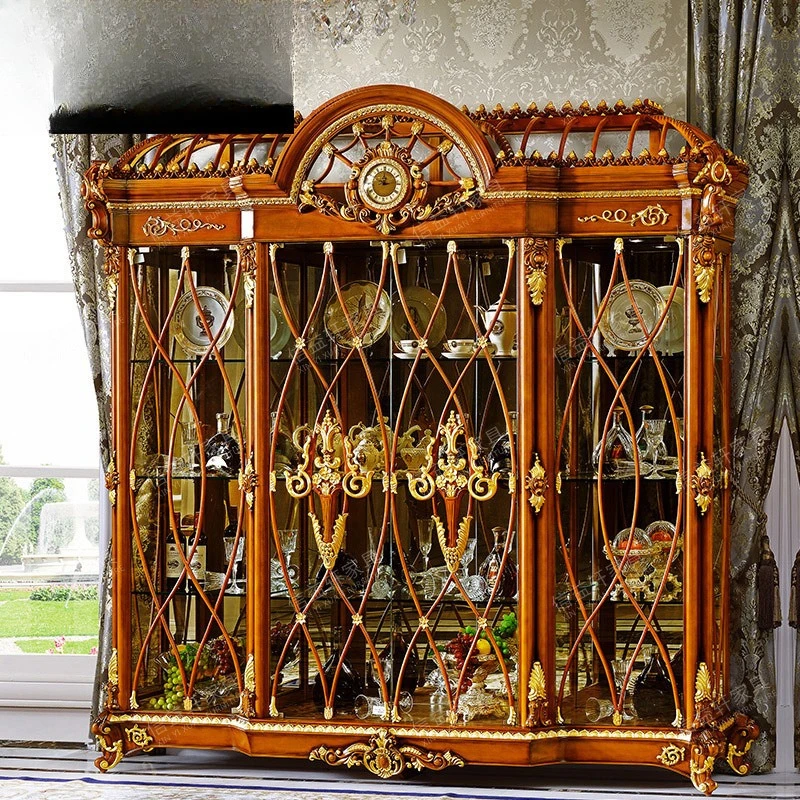 Wine Cabinet Luxury French Court Four Door Display Locker Restaurant Glass Storage Cabinet