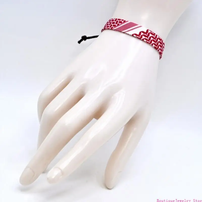 E1PE Middle Eastern Woven Bracelet Comfortable Cotton Thread Wristchain Ethnic Jewelry Accessory for Men and Women