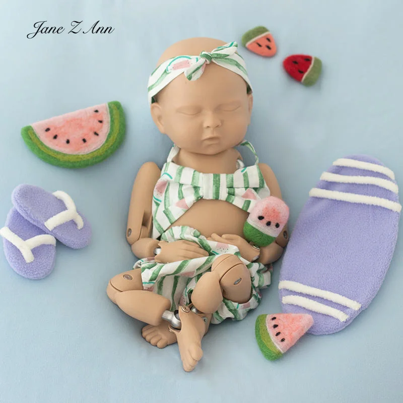 Watermelon suit swimsuit slippers skateboard newborn baby girl boy baby studio photography props summer theme