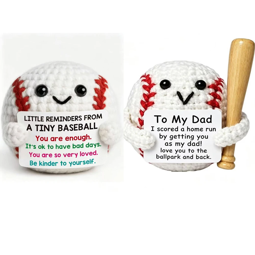 Niedlicher Gehäkelter Positiver Baseball, Emotionale Unterstützung, Gestrickter Ball, Schreibtischdekoration, Geschenk für Freunde – Detail 1