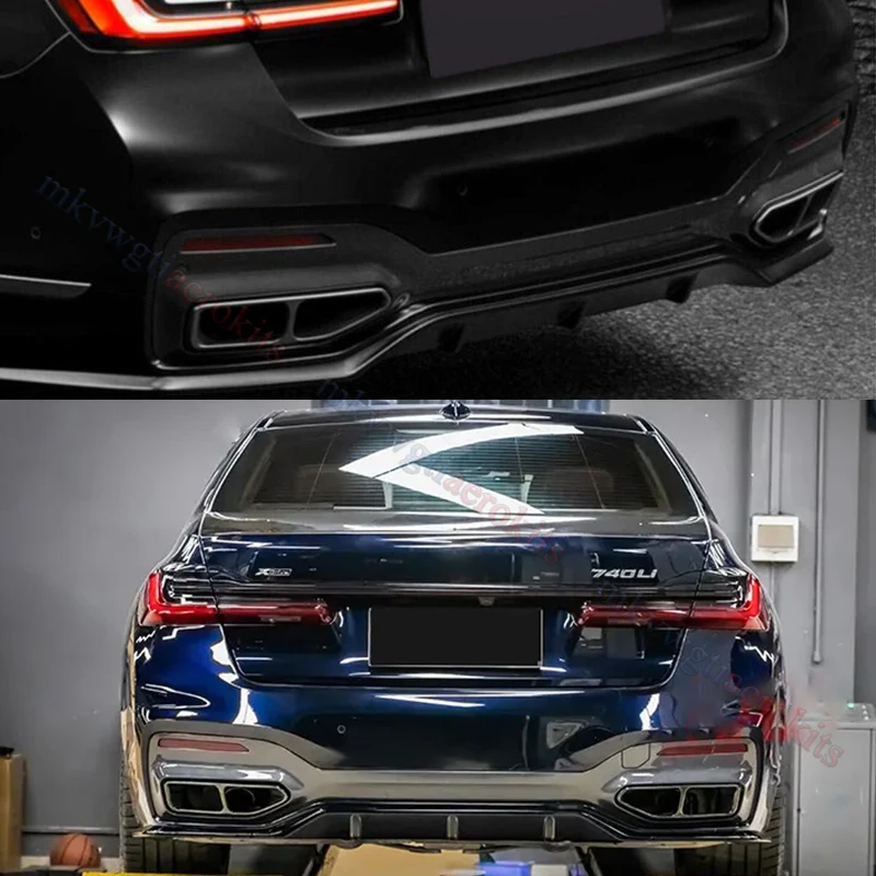 Rear Diffuser Compatible with 2019-2022 BMW 7 Series G11 G12 750i M Sport R Style Rear Valance Glossy Black Body Kit Magikcit