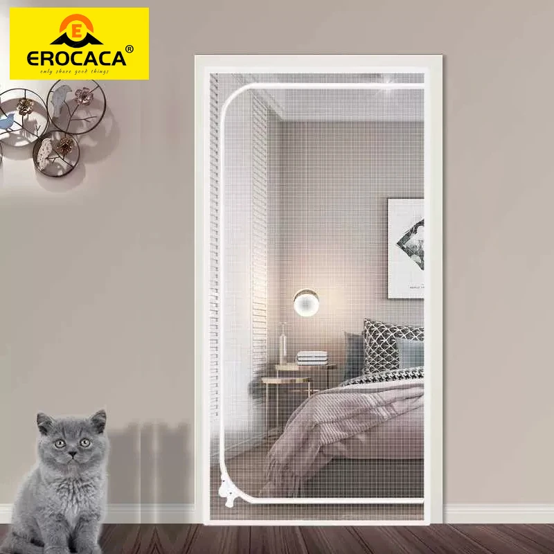 

EROCACA Cat Resistant Mesh Screen Door Screen with Zipper Stop Cats Running Out, Thickened Pet for Home Bedroom, Living Room