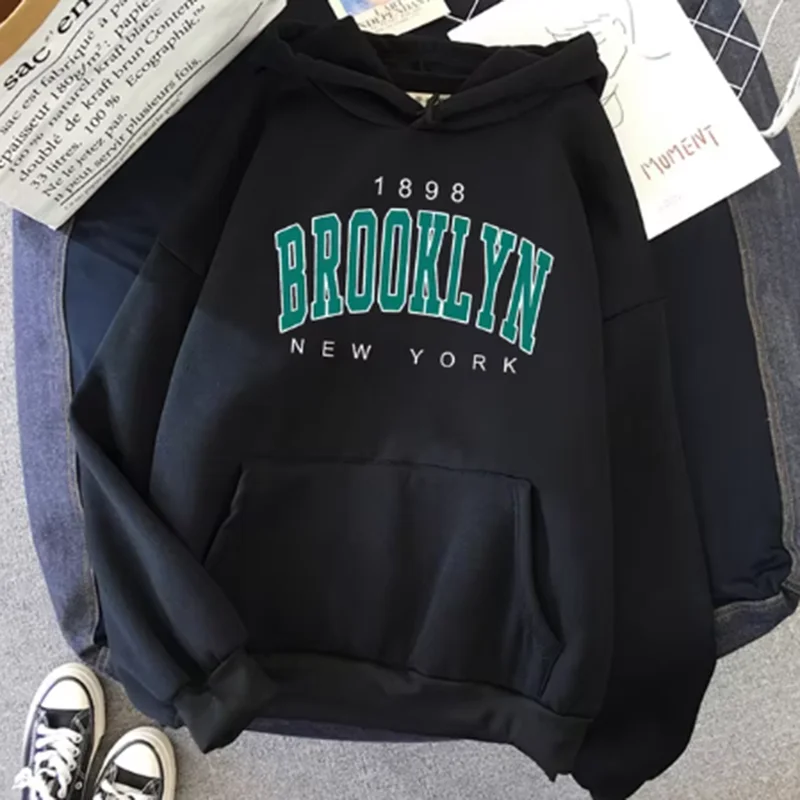 1989 Brooklyn New York Printed Women Hoodies Fashion Fleece Hoody Creativity Pullover Clothing Street Loose Sweatshirts Women\'S