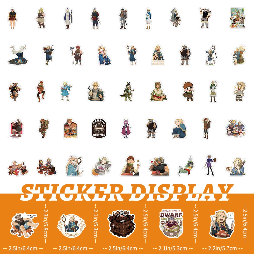 10/30/50pcs Delicious In Dungeon Anime Stickers Marcel Laios Kadru Meshi Decals Skateboard Laptop Car Cartoon Sticker Kids Toys