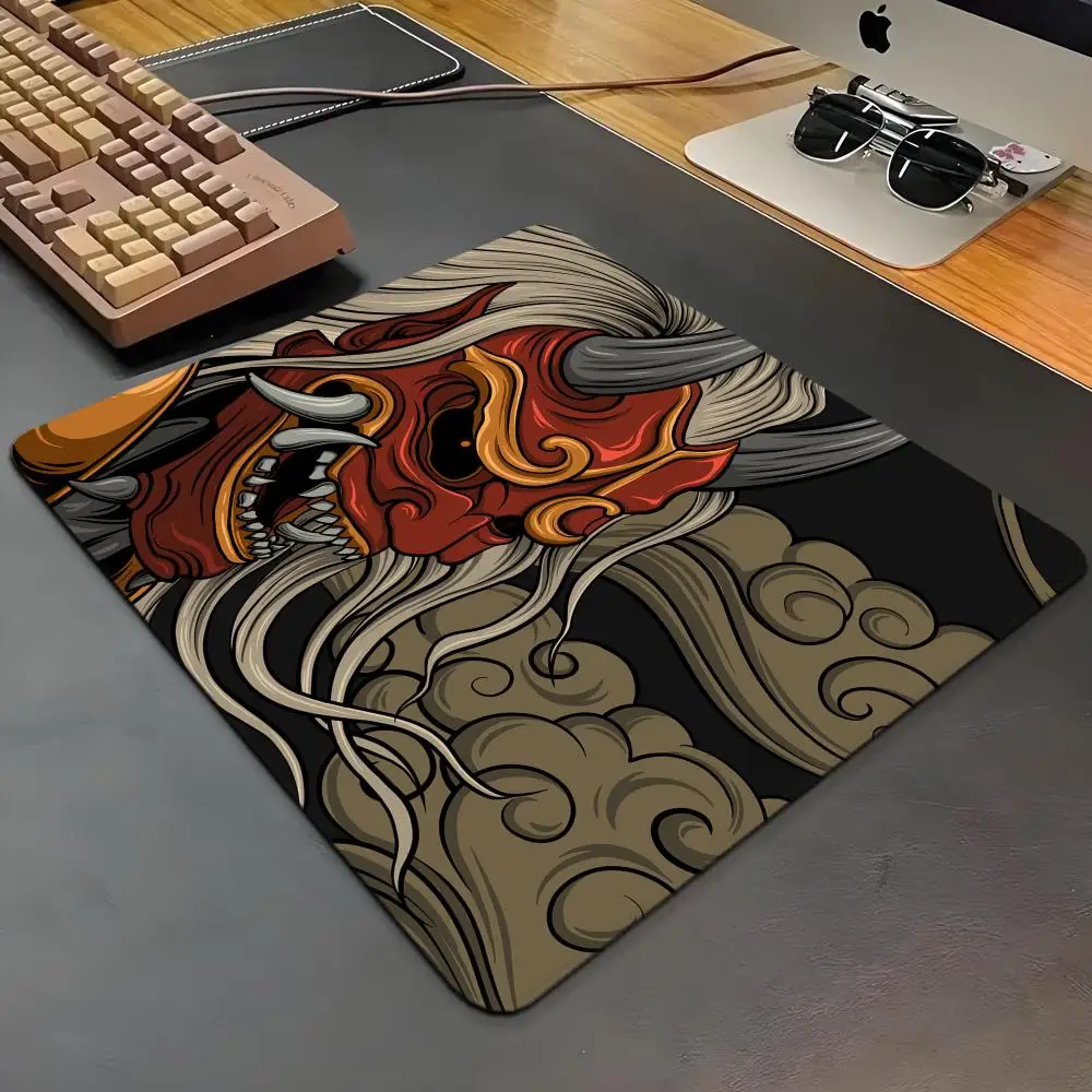 450x400 Japanese samurai devil Small Mousepad Computer black ghost face Desk Mat XS Keyboard Pad Laptop Cushion Non-slip Deskpad