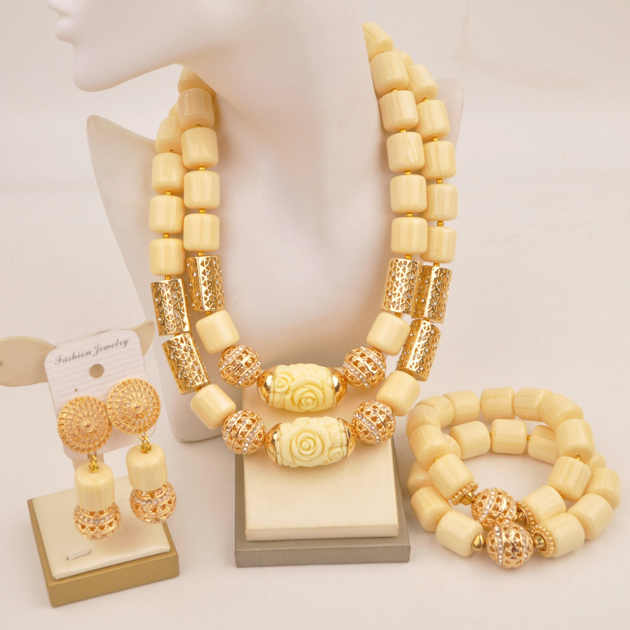 

White Artificial Coral African Beads Jewelry Set