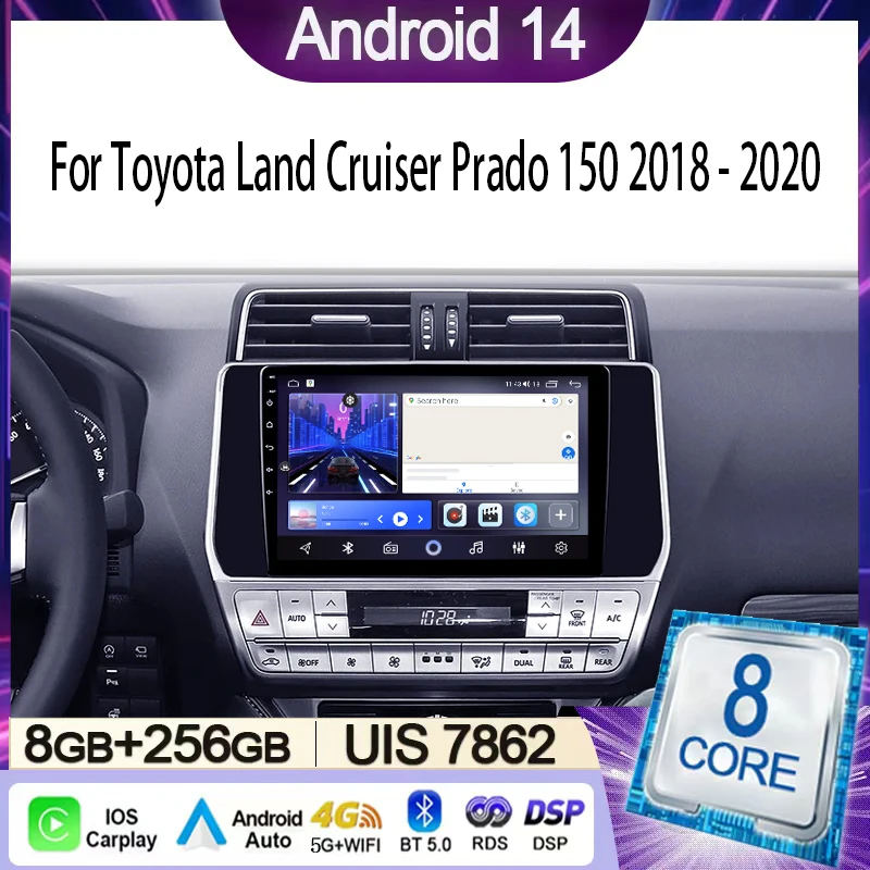 

Car Radio For Toyota Land Cruiser Prado 150 2018 - 2020 Multimedia Video Player Navigation Stereo GPS Android 14 Carplay DSP