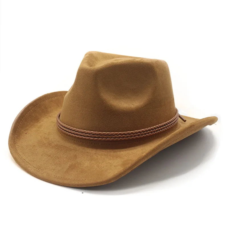 2025 Western-Cowboyhut im Ethno-Stil, Zylinder, Herbst und Winter, Filzhut für Herren und Damen, umgedrehte Kante, Jazz-Hut – Detail 12