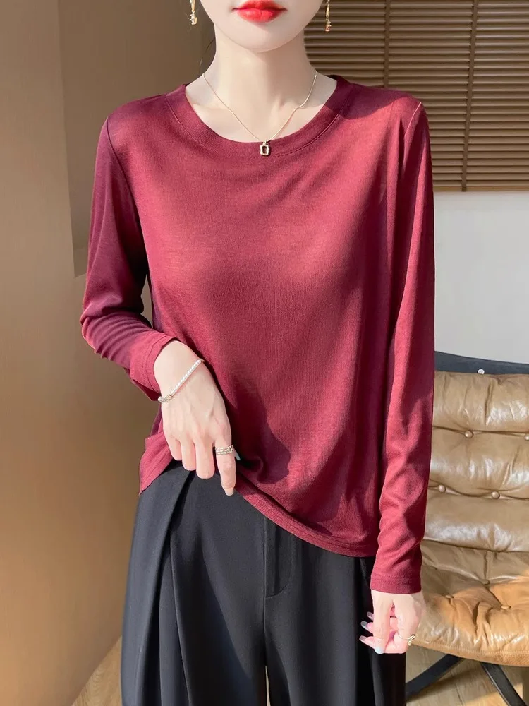 Sli ラウンドネニットセーター女性ルーズスリミングロングスベベース irt シンプルなアウターウェア快適な通気性