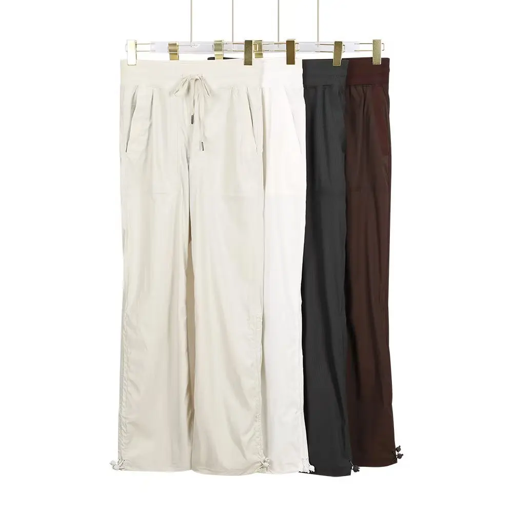 Women Sport Comfortable  Mid Waist Nine Pants Length Comfortable Casual Slimming Fitness Workout Yoga No Pockets Cargo Pants