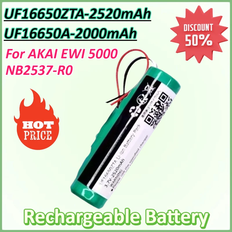 

New UF16650ZTA 3.7V 2000mAh/2520mAh UF16650A Replacement Battery for AKAI NB2537-R0 AKAI EWI 5000 Solo Rechargeable Battery