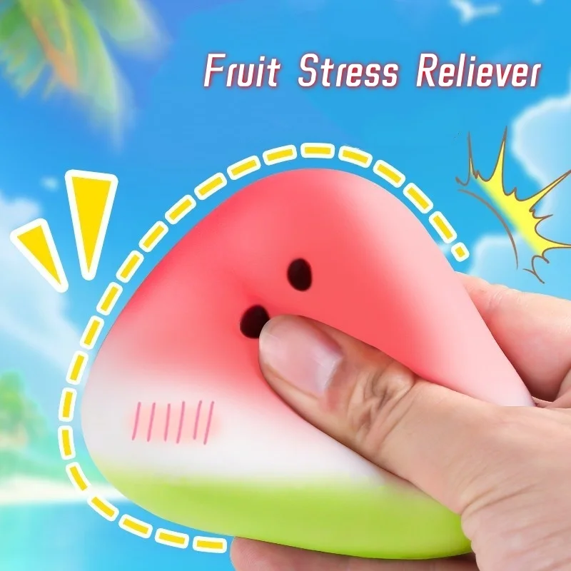 Wassermelone Squishy Fidget Toy Langsam steigende Frucht Stressabbau Anti-Angst Sensorisches Quetschspielzeug für Kinder und Erwachsene (Lustiges Geschenk)