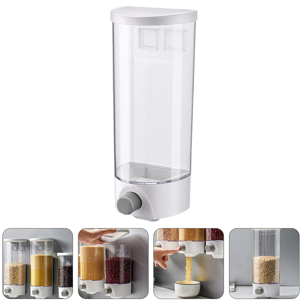 

Small Storage Grain Cans Clear Bins Containers Food Organizer White Abs Jars Wall Mounted Coarse Cereal Container Sealed Storage
