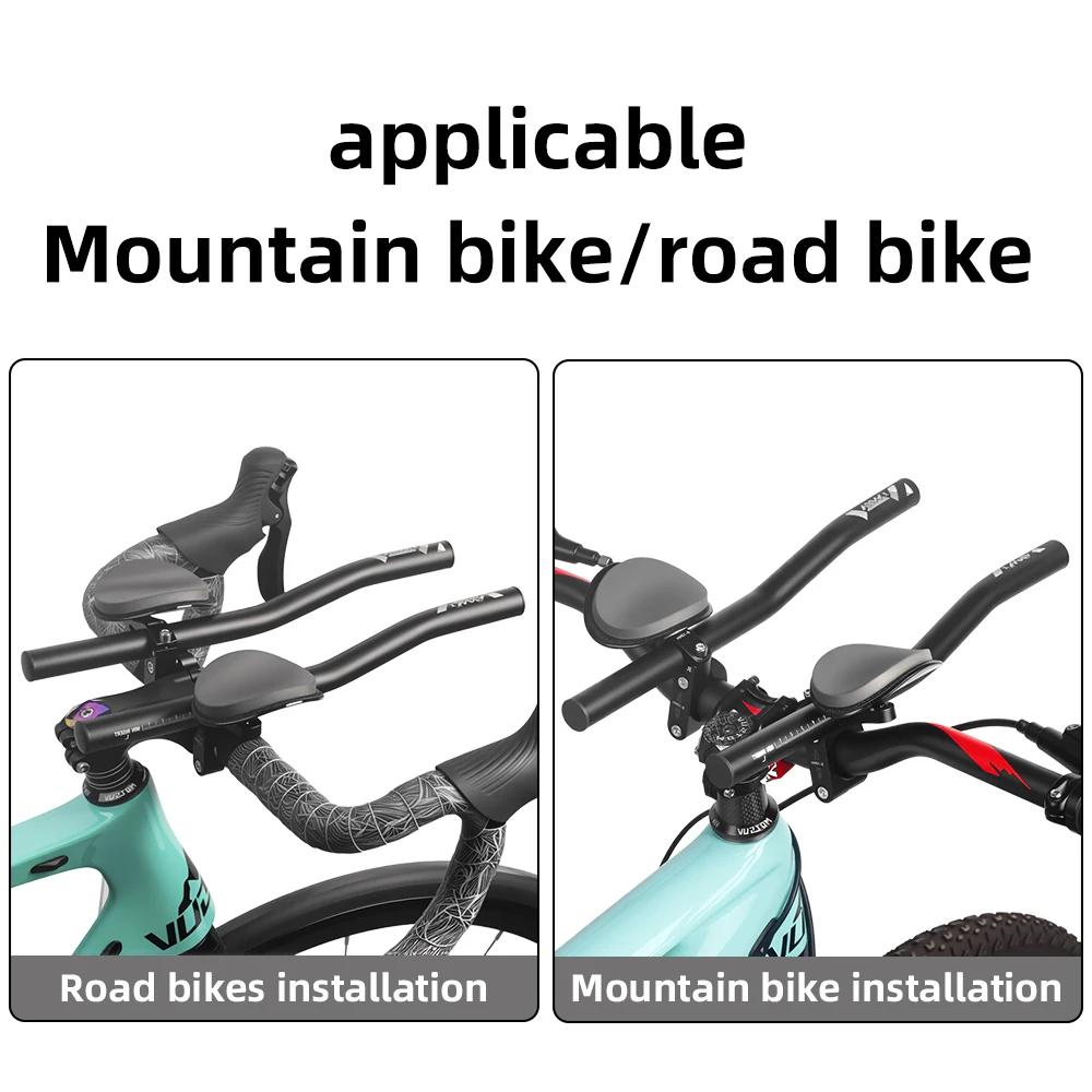 Aluminum Alloy Bicycle TT Handlebar, Split Arm Rest Relaxation Bars, Cycling Vice Grips for Long Distance Road Bike Riding