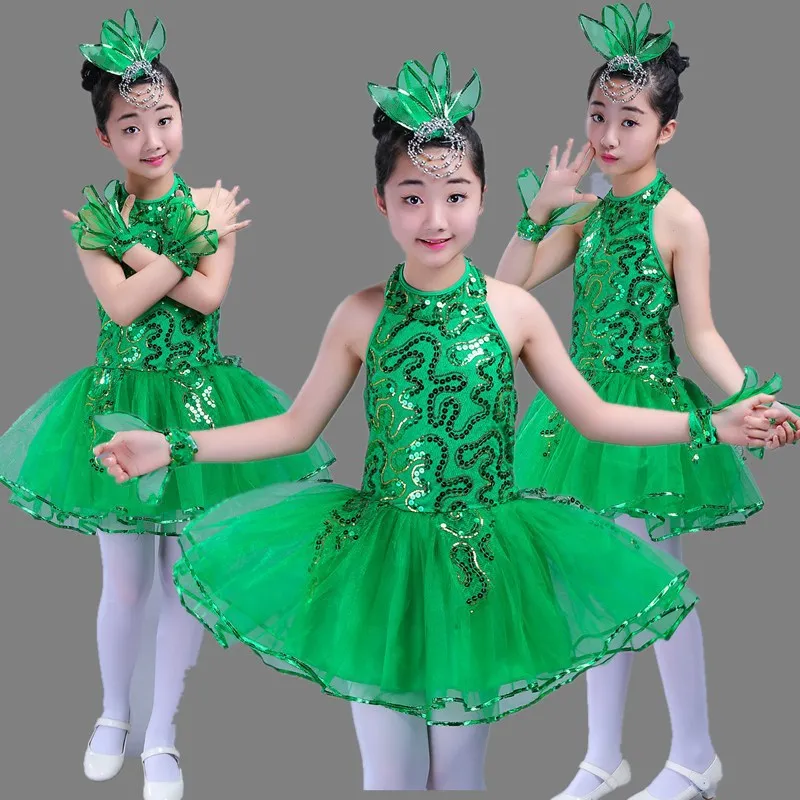 Chinese Wind Dance Costume Little Tree Dance Dress Performance Costume Child Leaf Costume Collective Stage Performance Clothes