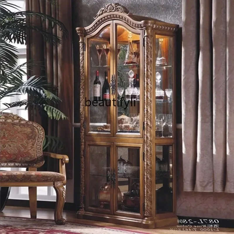 M71 European-Style Jewelry Display Cabinet Household Two-Door Glass Wine Cabinet Double-Door Storage Curio Cabinet