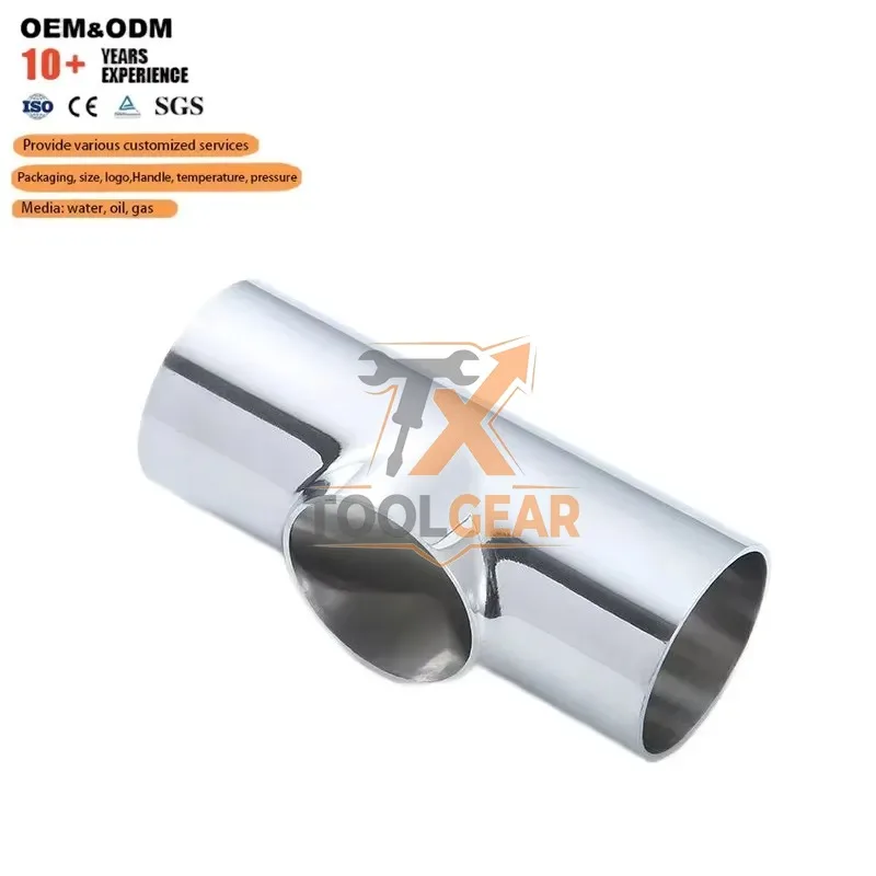 2026hotsale* Sanitary Stainless Steel 304 316 Welded Straight Flush Fittings Polished Tee Fittings for Food Beverage Dairy