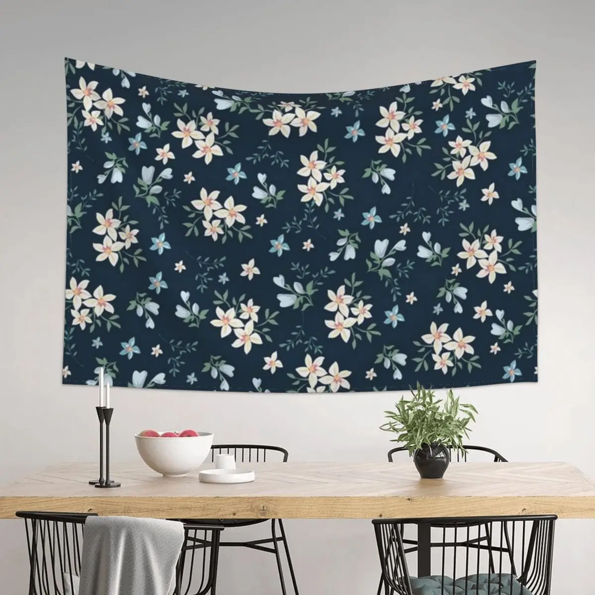 

Navy flower Tapestry Decoration For Bedroom Japanese Room Decor Room Decorations Aesthetics Wall Hanging Wall Tapestry