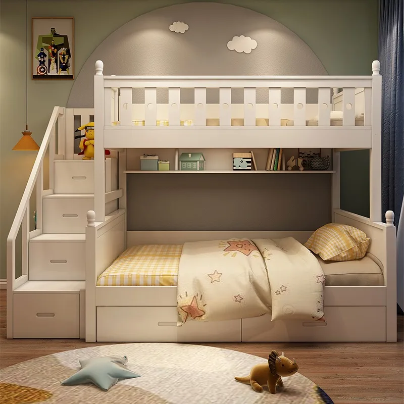 Upper and lower bunk beds Solid wood  All solid wood  child and mother beds Small apartment multi-functional combination