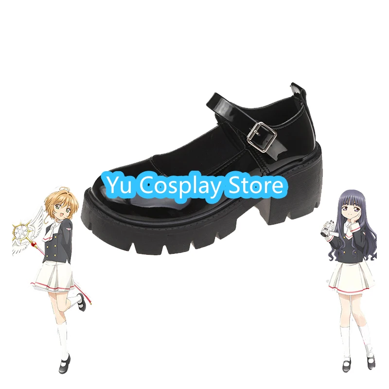 女性用アニメカードキャプターさくらコスプレシューズ,ロリータアクセサリー,日本の制服,ブーツ
