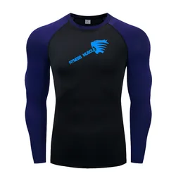 Quick Dry Fitness Compression T-Shirt for Men, Long Sleeve, Tight Bodybuilding T Shirt, Running Bodybuilder, Gym Clothes