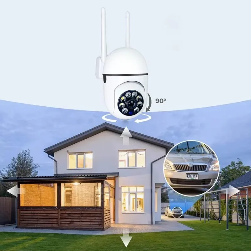 5MP Kabellose Sicherheitsüberwachungskamera WLAN IP PTZ mit 8-fach Zoom Zwei-Wege-Audio HD Nachtsicht Farbverfolgung