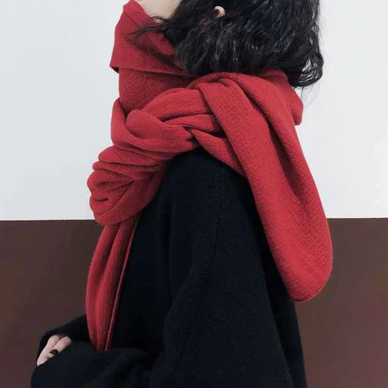 Solid Color Versatile Shawl Dual Use Long Korean Version Imitation Cashmere Warm Scarf Autumn and Winter Girls Soft Neck and Men