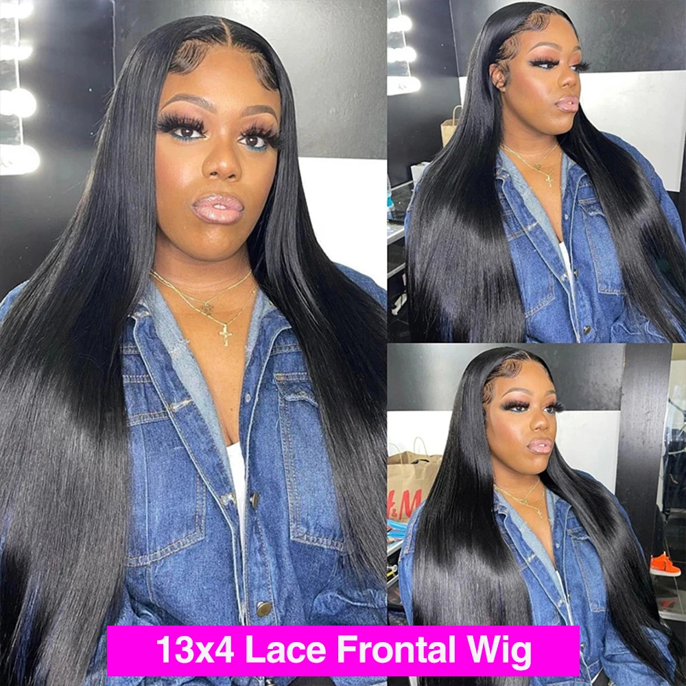 HD Transparente Lace Frontal Wig para Mulheres Negras, Lace Encerramento, Cabelo Humano, Em Linha Reta, 13x6, 4x4, 30 ", 34", 360