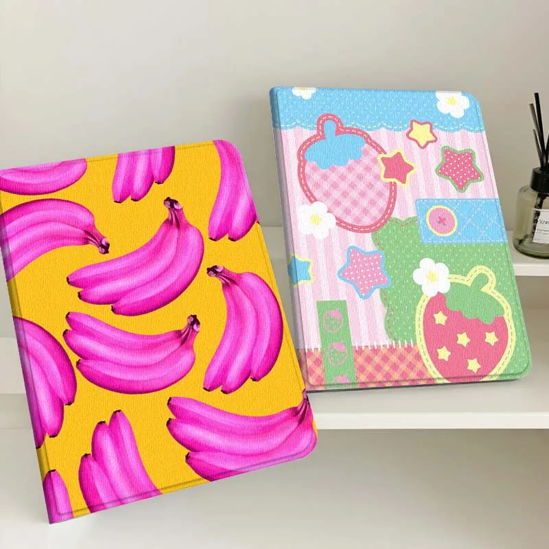 

Cartoon Pink Banana Pattern Gift Tablet Case For Samsung Tab Galaxy S6 S11 A A7 A8 A9 A11 10.1 10.4 10.5 Plus Lite