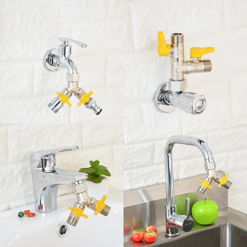 Water Flow Valve Three-way, One In and Two Out, Car Wash Water Pipe Washer