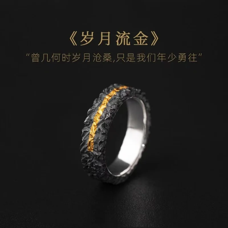 Men Vintage Thai‑Silver Open Ring Chiba 