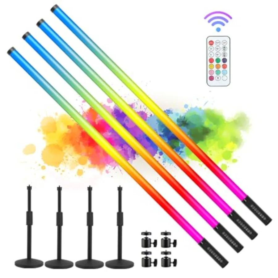 

5000mAh Battery Powered Feet RGB led Tube dj Light bar Stand Colored Video Stick Lights for 360 Photo Booth Studio Dance Club P