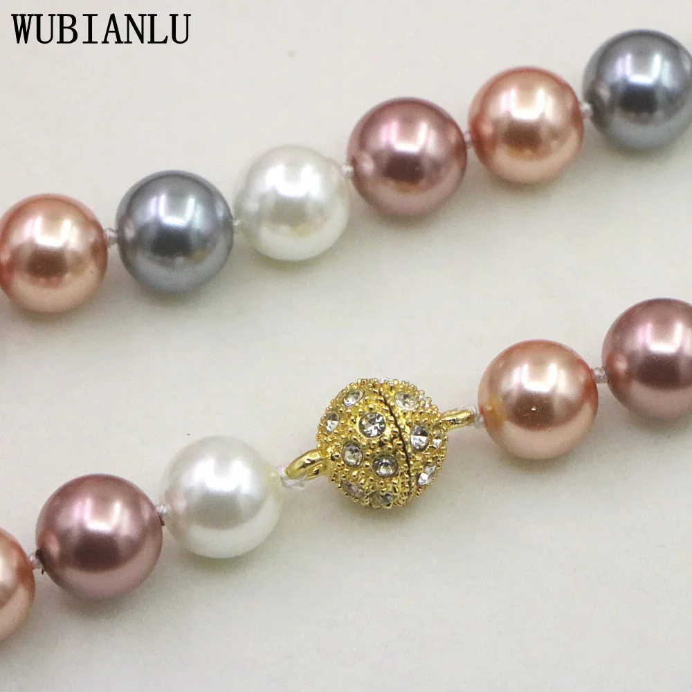 Charming 12mm Multicolor South Shell Pearl Necklace For Women Round Bear Magnet Clasp AA Jewelry Design Original Cultured Pearls