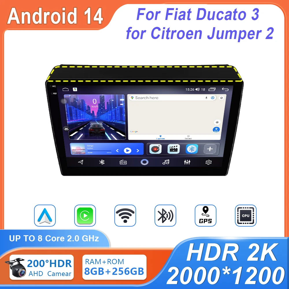 

Car Radio Stereo For Fiat Ducato 3 For Citroen Jumper 2 Android Auto Multimedia Player GPS Carplay 4G BT Wifi Video No 2din DVD