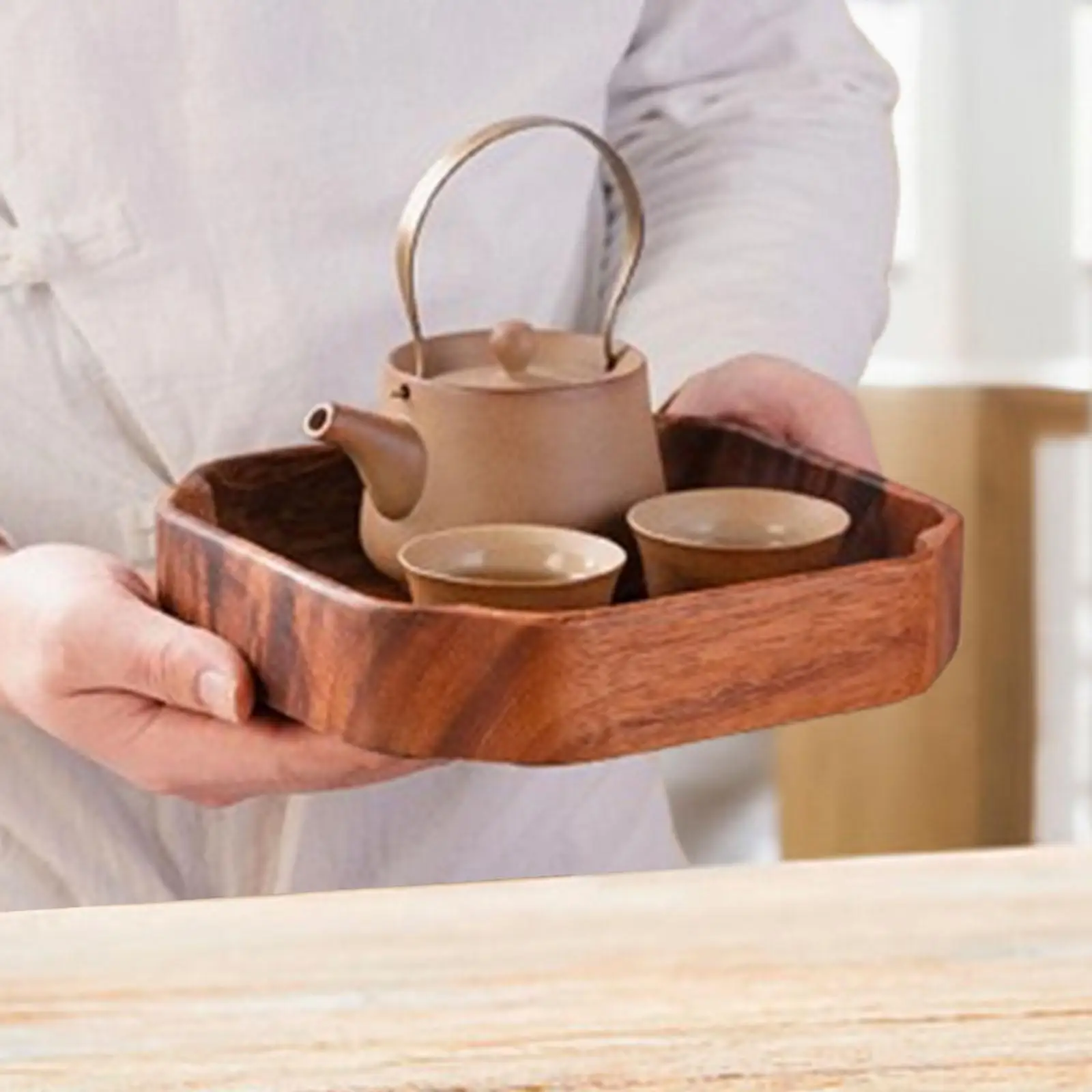 Walnut Wooden Serving Tray Snack Organizer Tray for Sweets Fruit Home