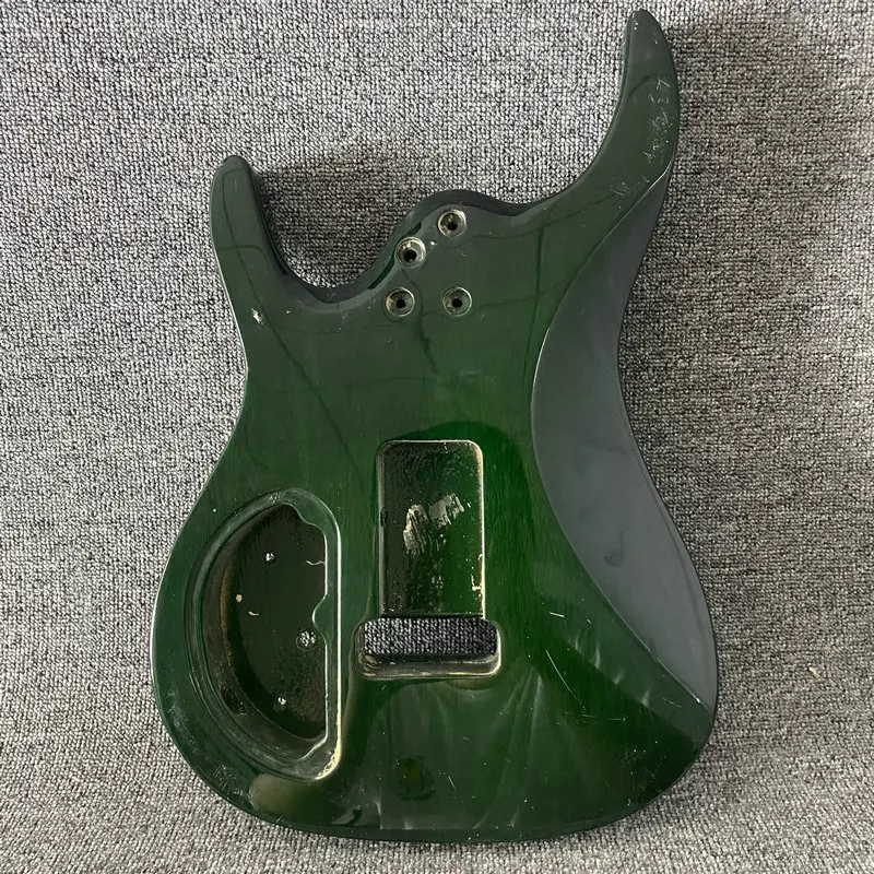 DB051 Green Flamed Maple Electric Guitar Body 2 Points Fixed Tremolo DIY Guitar Parts with Damages and Dirty for Replace