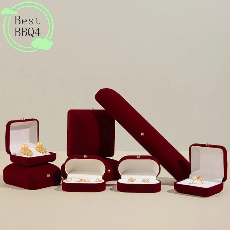 (BBQ4)Flocking Gold Buckle Jewelry Box Pendant Ring Necklace Earring Bracelet Display Storage Box Luxury Feelings Packaging Box