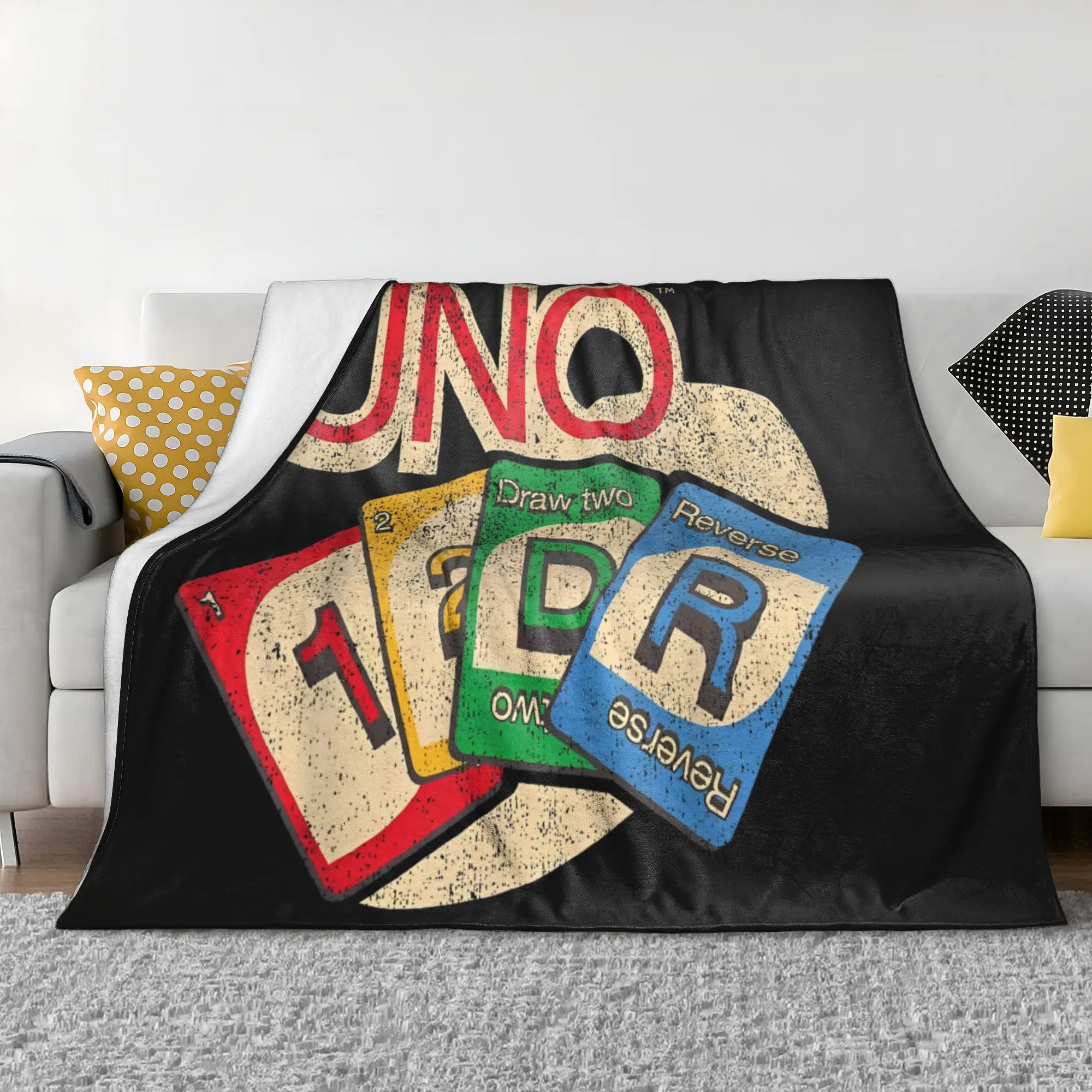 U-UNO-O Card Spread With Logo Knitted Blankets Board Games Fleece Throw Blanket Bed Portable Soft Warm Portable Plush Thin Quilt